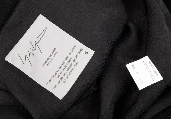 ヨウジヤマモト ファムYohji Yamamoto FEMME フラノウールキモノコート 黒S K-74473_019