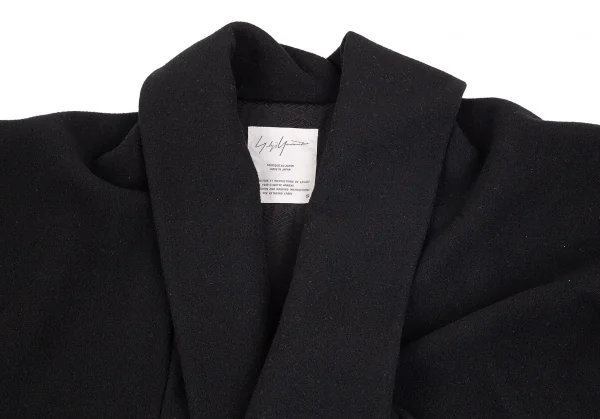 ヨウジヤマモト ファムYohji Yamamoto FEMME フラノウールキモノコート 黒S K-74473_003