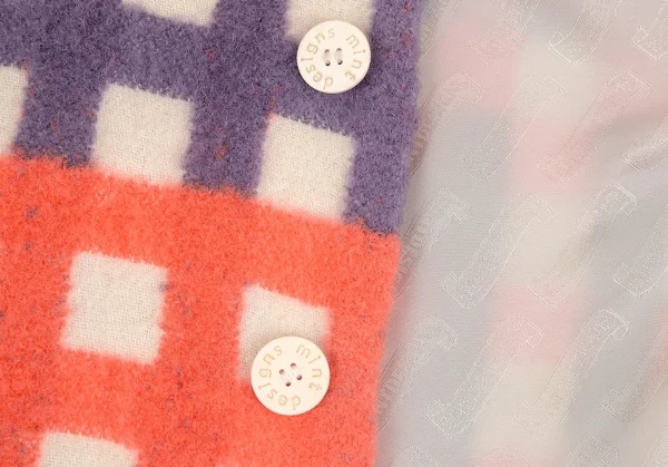 ミントデザインズmintdesigns 起毛チェックノーカラージャケット 生成り紫他M位 K-74499_012