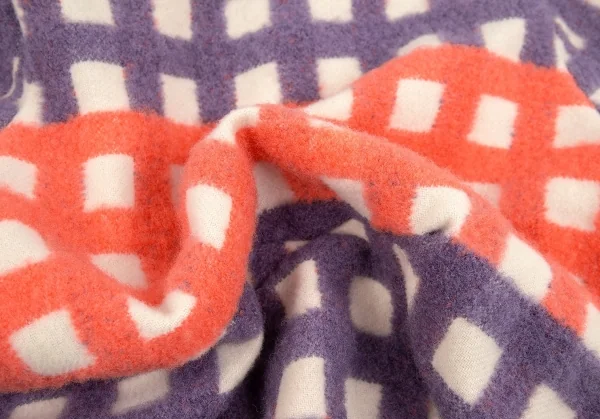 ミントデザインズmintdesigns 起毛チェックノーカラージャケット 生成り紫他M位 K-74499_017