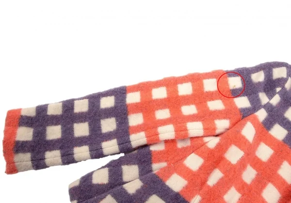 ミントデザインズmintdesigns 起毛チェックノーカラージャケット 生成り紫他M位 K-74499_004