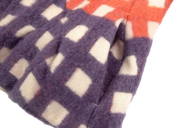 ミントデザインズmintdesigns 起毛チェックノーカラージャケット 生成り紫他M位 K-74499_008