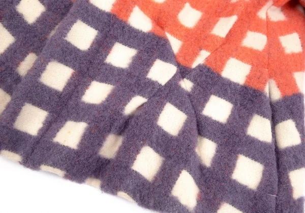 ミントデザインズmintdesigns 起毛チェックノーカラージャケット 生成り紫他M位 K-74499_009