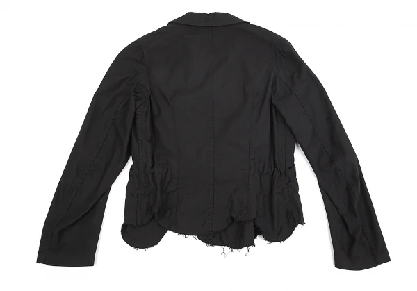 ブラックコムデギャルソンBLACK COMME des GARCONSコットン断ち切りラウンドヘムライダースジャケット 黒M K-74572_016