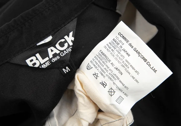 ブラックコムデギャルソンBLACK COMME des GARCONSコットン断ち切りラウンドヘムライダースジャケット 黒M K-74572_019