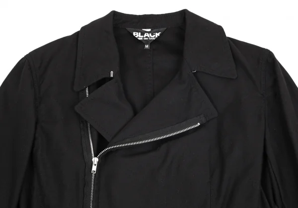 ブラックコムデギャルソンBLACK COMME des GARCONSコットン断ち切りラウンドヘムライダースジャケット 黒M K-74572_003