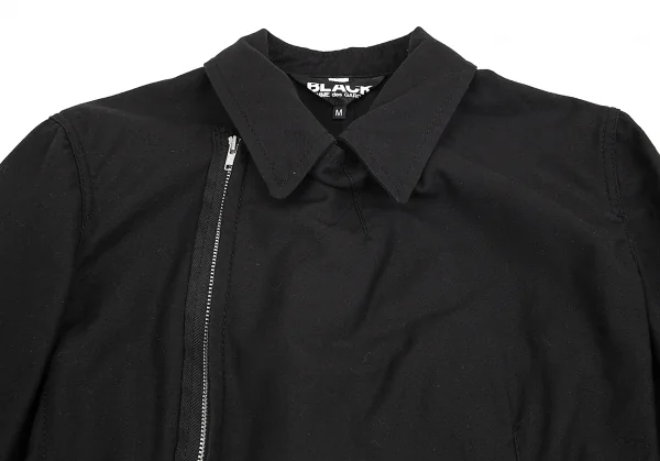 ブラックコムデギャルソンBLACK COMME des GARCONSコットン断ち切りラウンドヘムライダースジャケット 黒M K-74572_005