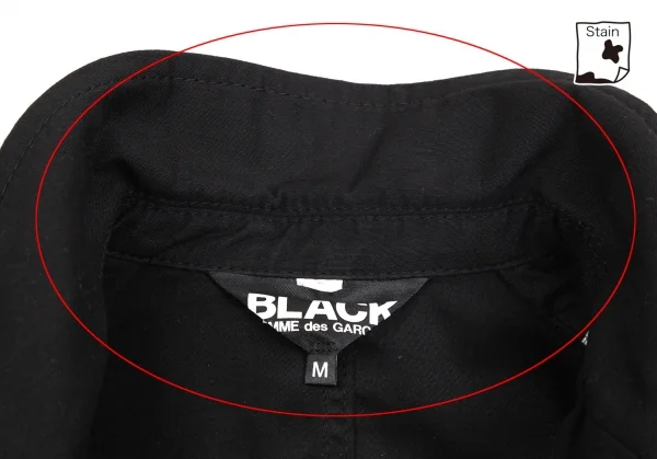 ブラックコムデギャルソンBLACK COMME des GARCONSコットン断ち切りラウンドヘムライダースジャケット 黒M K-74572_006