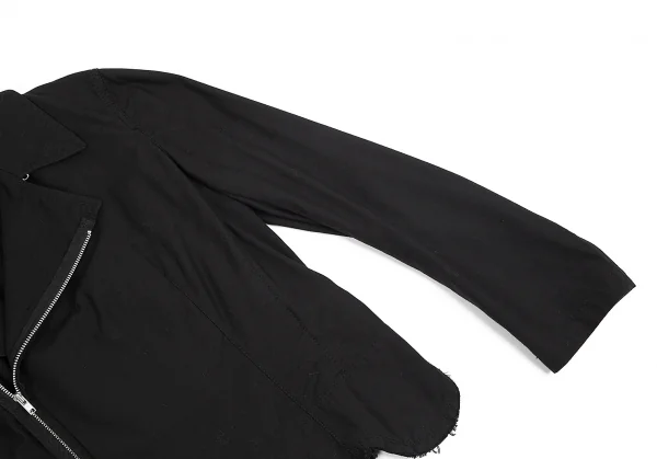 ブラックコムデギャルソンBLACK COMME des GARCONSコットン断ち切りラウンドヘムライダースジャケット 黒M K-74572_007