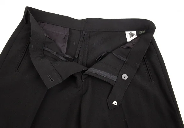 ジャンポールゴルチエ ファムJean Paul GAULTIER FEMME ウールダブルワイドパンツ 黒42 K-74579_005