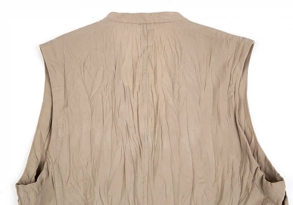 イッセイミヤケISSEY MIYAKEワッシャー加工ポリベスト ベージュM K-74770_010