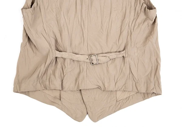 イッセイミヤケISSEY MIYAKEワッシャー加工ポリベスト ベージュM K-74770_011