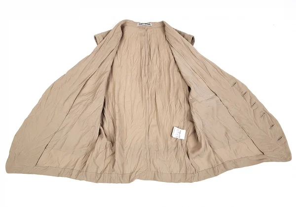 イッセイミヤケISSEY MIYAKEワッシャー加工ポリベスト ベージュM K-74770_008