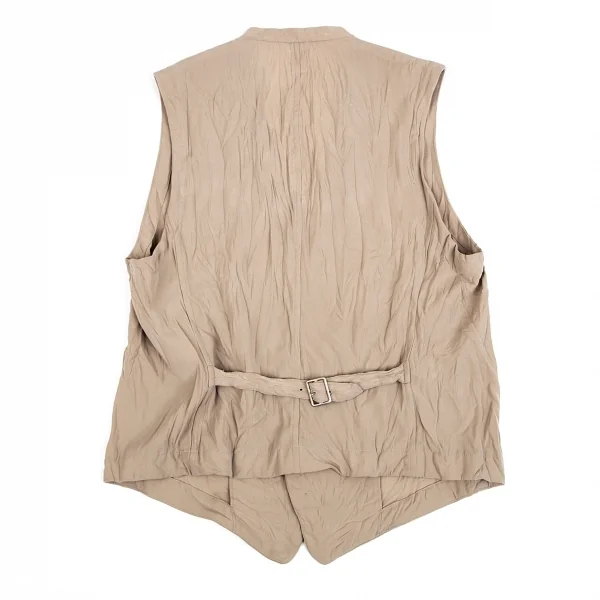 イッセイミヤケISSEY MIYAKEワッシャー加工ポリベスト ベージュM K-74770_009