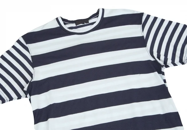 コムデギャルソン オムCOMME des GARCONS HOMME ボーダー切替デザイン半袖Tシャツ 水色紺S K-74826_002