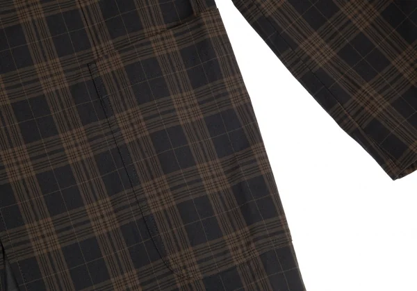 ヨウジヤマモト ダーバンYohji Yamamoto DURBAN A.A.R コットンナイロンチェック3Bテーラードジャケット 黒茶L K-74894_008