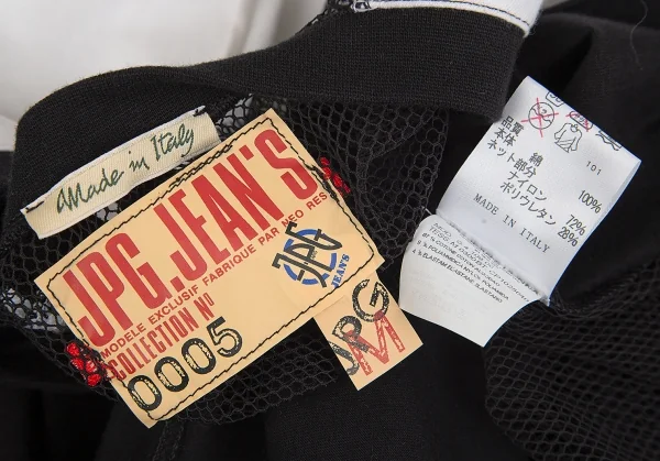 ジャンポールゴルチエジーンズJPG JEAN'S バックメッシュ切替ラグランカットソー 黒白40 K-74958_014
