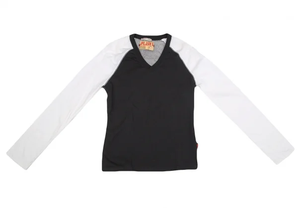 ジャンポールゴルチエジーンズJPG JEAN'S バックメッシュ切替ラグランカットソー 黒白40 K-74958_002