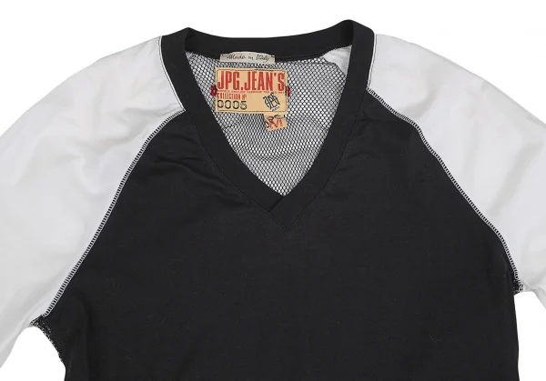 ジャンポールゴルチエジーンズJPG JEAN'S バックメッシュ切替ラグランカットソー 黒白40 K-74958_003