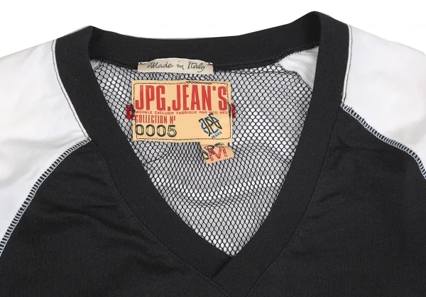 ジャンポールゴルチエジーンズJPG JEAN'S バックメッシュ切替ラグランカットソー 黒白40 K-74958_004