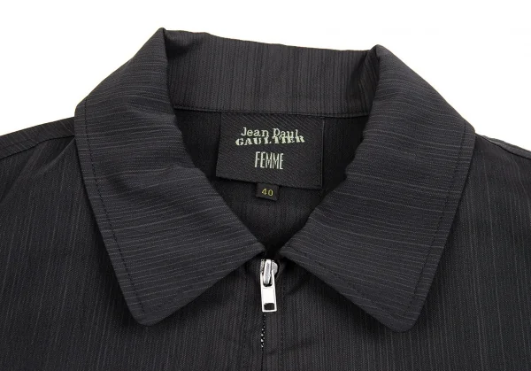 Jean-Paul GAULTIER FEMME Zip Stripe Jacket Black 40 (K-74984)