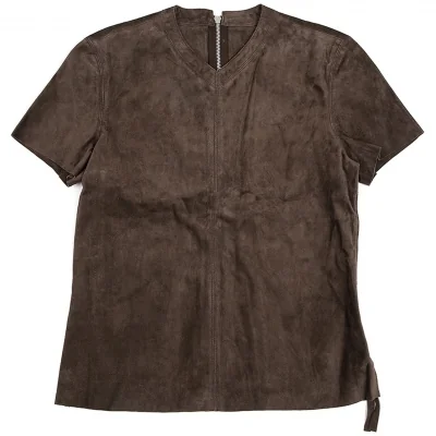 ジャンポールゴルチエ オムJean Paul GAULTIER HOMME スウェードレザーサイドジップTシャツ 茶