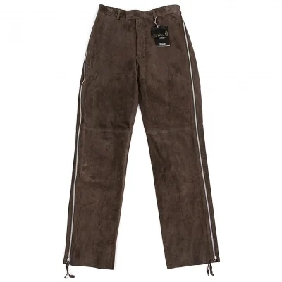 ジャンポールゴルチエ オムJean Paul GAULTIER HOMME スウェードレザーサイドジップパンツ 茶