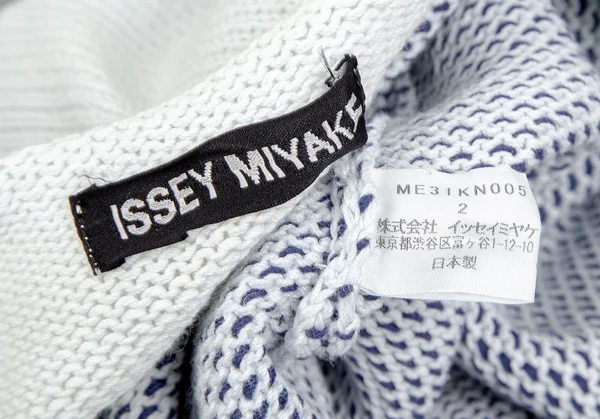 イッセイミヤケ メンISSEY MIYAKE MEN コットン裾刺し子ニット 水色青2 K-75063_017