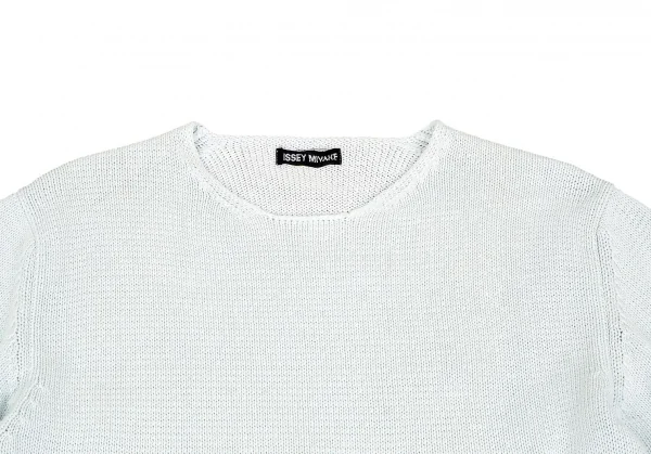 イッセイミヤケ メンISSEY MIYAKE MEN コットン裾刺し子ニット 水色青2 K-75063_002