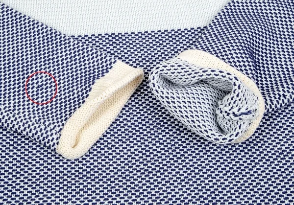 イッセイミヤケ メンISSEY MIYAKE MEN コットン裾刺し子ニット 水色青2 K-75063_005