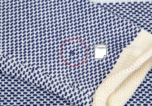 イッセイミヤケ メンISSEY MIYAKE MEN コットン裾刺し子ニット 水色青2 K-75063_006
