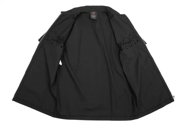 ジャンポールゴルチエ クラシックJean Paul GAULTIER CLASSIQUE カットデザインジップ半袖シャツ 黒48 K-75123_010
