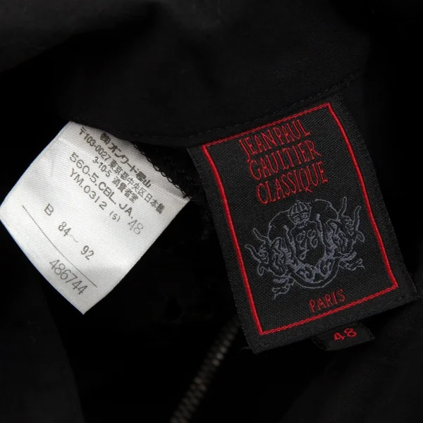 ジャンポールゴルチエ クラシックJean Paul GAULTIER CLASSIQUE カットデザインジップ半袖シャツ 黒48 K-75123_014