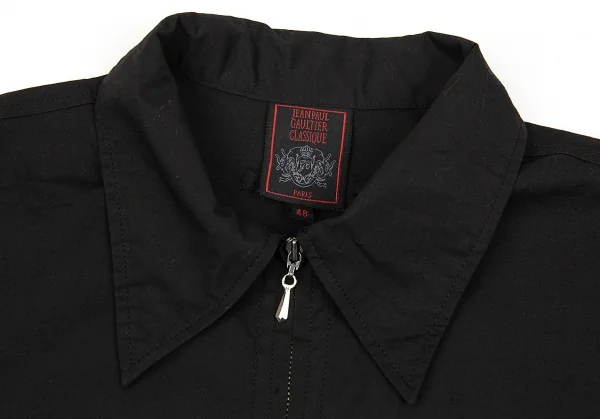 ジャンポールゴルチエ クラシックJean Paul GAULTIER CLASSIQUE カットデザインジップ半袖シャツ 黒48 K-75123_003