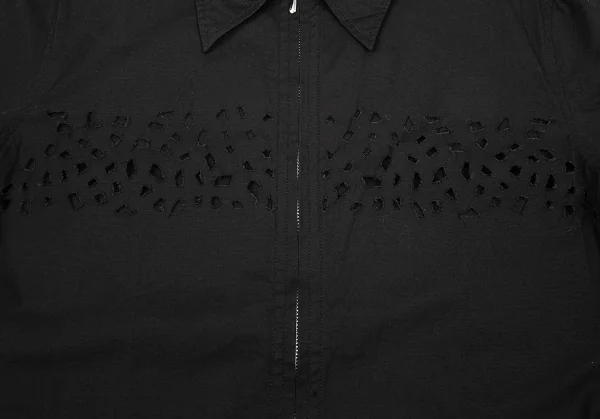 ジャンポールゴルチエ クラシックJean Paul GAULTIER CLASSIQUE カットデザインジップ半袖シャツ 黒48 K-75123_005