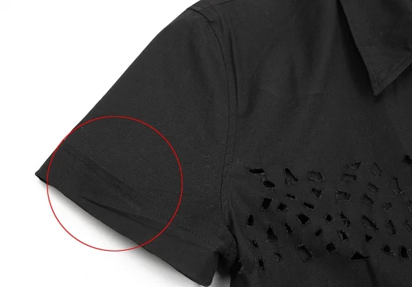 ジャンポールゴルチエ クラシックJean Paul GAULTIER CLASSIQUE カットデザインジップ半袖シャツ 黒48 K-75123_007