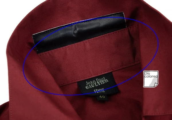 ジャンポールゴルチエ ファムJean Paul GAULTIER FEMME レザーパイピング比翼シャツ エンジ40 K-75150_005