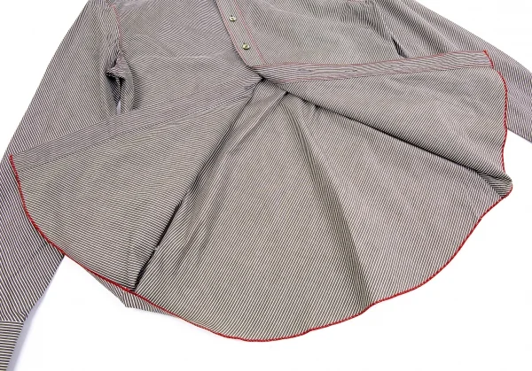 ジャンポールゴルチエ オムJean Paul GAULTIER HOMME コットンバイアスストライプシャツ グレー白赤48 K-75165_010