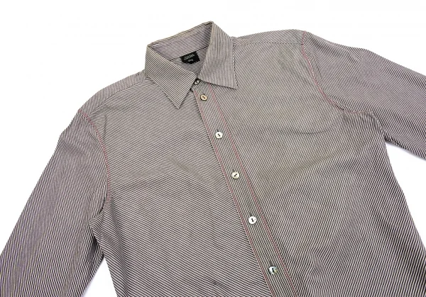 ジャンポールゴルチエ オムJean Paul GAULTIER HOMME コットンバイアスストライプシャツ グレー白赤48 K-75165_002