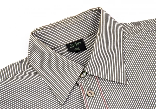 ジャンポールゴルチエ オムJean Paul GAULTIER HOMME コットンバイアスストライプシャツ グレー白赤48 K-75165_003