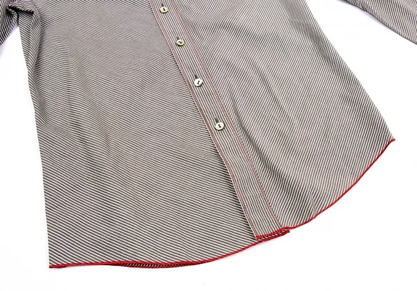 ジャンポールゴルチエ オムJean Paul GAULTIER HOMME コットンバイアスストライプシャツ グレー白赤48 K-75165_009