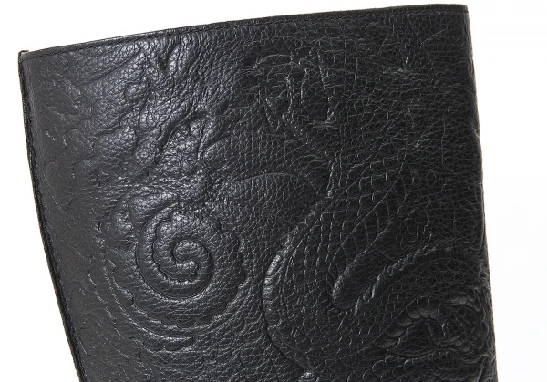 ジャンポールゴルチエJean Paul GAULTIER ドラゴンエンボスレザーロングブーツ 黒39（24.5位） K-75179_005