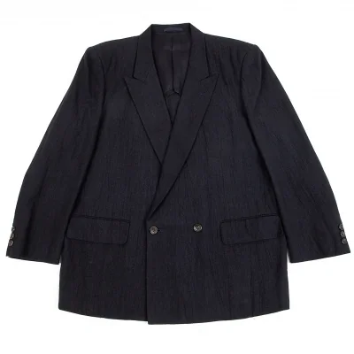 コムデギャルソン オムCOMME des GARCONS HOMME リネンコットンシワ加工ダブルジャケット