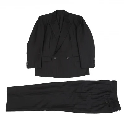 ワイズフォーメンY's for men コットンウールヘリンボーンストライプセットアップスーツ 黒