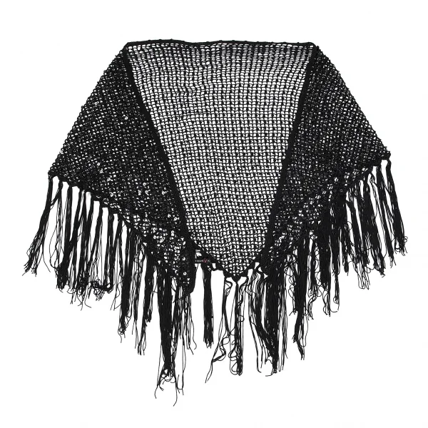 レキップヨシエイナバL'EQUIPE YOSHIE INABA スパンコール装飾フリンジネットショール 黒 K-75297_002