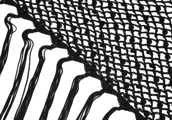 レキップヨシエイナバL'EQUIPE YOSHIE INABA スパンコール装飾フリンジネットショール 黒 K-75297_003