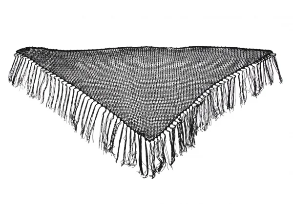 レキップヨシエイナバL'EQUIPE YOSHIE INABA スパンコール装飾フリンジネットショール 黒 K-75297_004