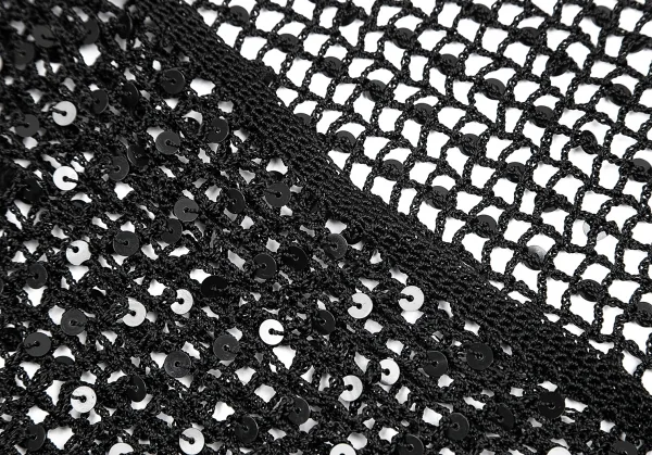 レキップヨシエイナバL'EQUIPE YOSHIE INABA スパンコール装飾フリンジネットショール 黒 K-75297_005