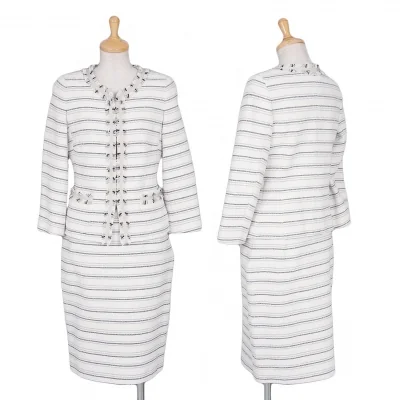 マックスマーラ ウィークエンドMAX MARA WEEKEND ラメツィードボーダーセットアップスーツ オフ黒グレー