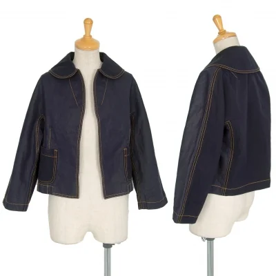 トリココムデギャルソンtricot COMME des GARCONS デニムラウンドカラーボタンレスジャケット